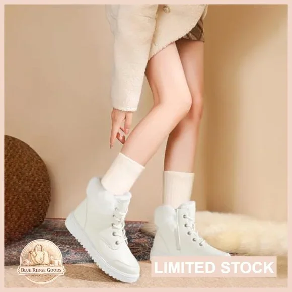 Winter Waterproof Ankle Booties Side Zipper Combat Boots Warm Lining